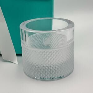 NEW - Tiffany & Co Diamond Point Candle Votive Holder Lead Crystal Cruise Yacht